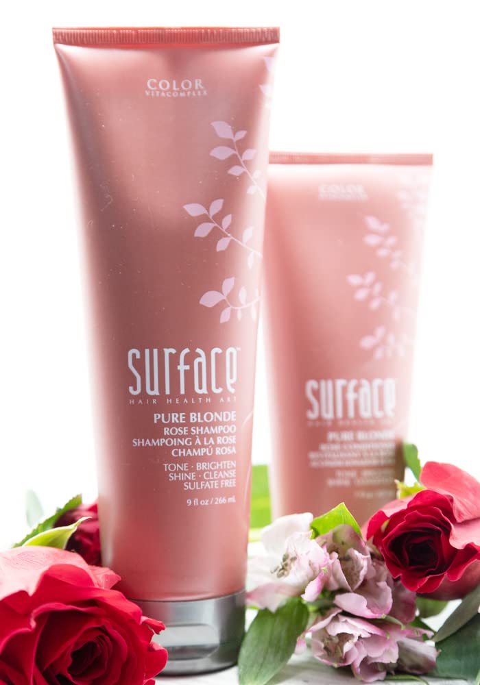 SURFACE Hair Pure Blonde Rose Shampoo – Sulfate-Free, Paraben-Free Cleansing, Shine, Tone & Enhance - 9oz