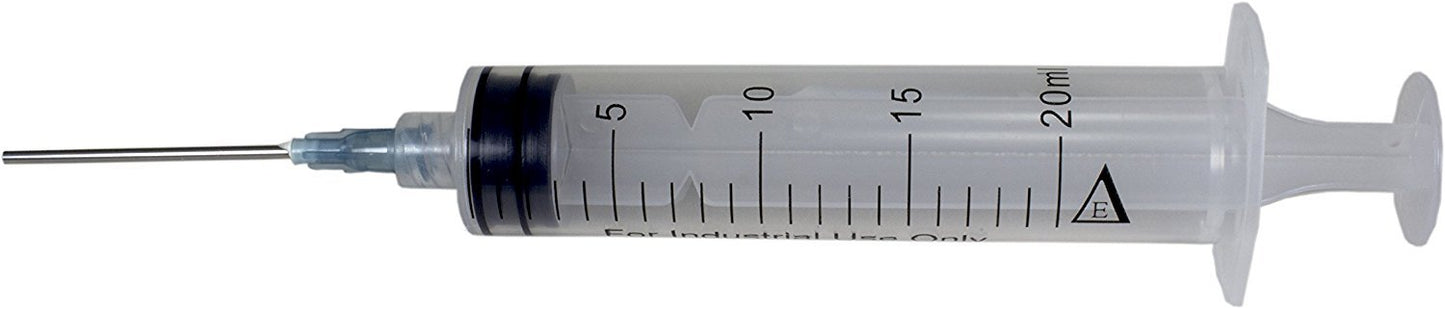 Duda Energy SyringeBox020 Industrial Syringes with 15G x 1-1/2" Blunt Tip Fill Needle and Plastic Cover, 20 mL (Pack of 50)