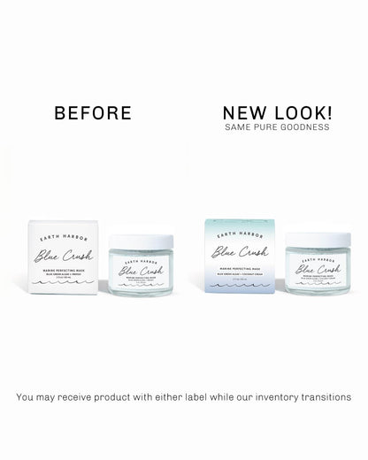 Earth Harbor | BLUE CRUSH Marine Perfecting Mask | Natural & Nontoxic | Organic Blue Green Algae, Coconut Cream & Indigo | Exfoliates & Nourishes | 2 oz