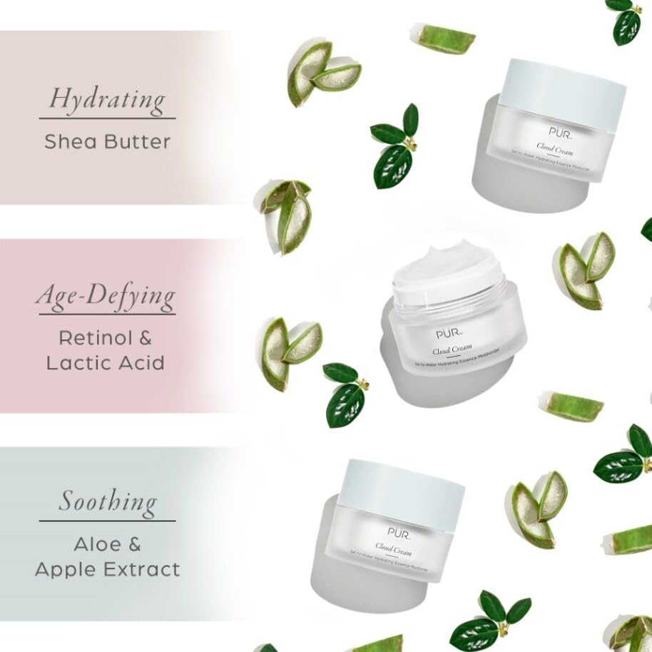 PÜR MINERALS Face Moisturizer for Women & Men, 4-in-1 Cloud Cream - Hydrating Facial Moisturizer That Hydrates, Soothes, Smooths, & Primes Skin - Anti-Aging Face Cream for Fine Lines & Wrinkles