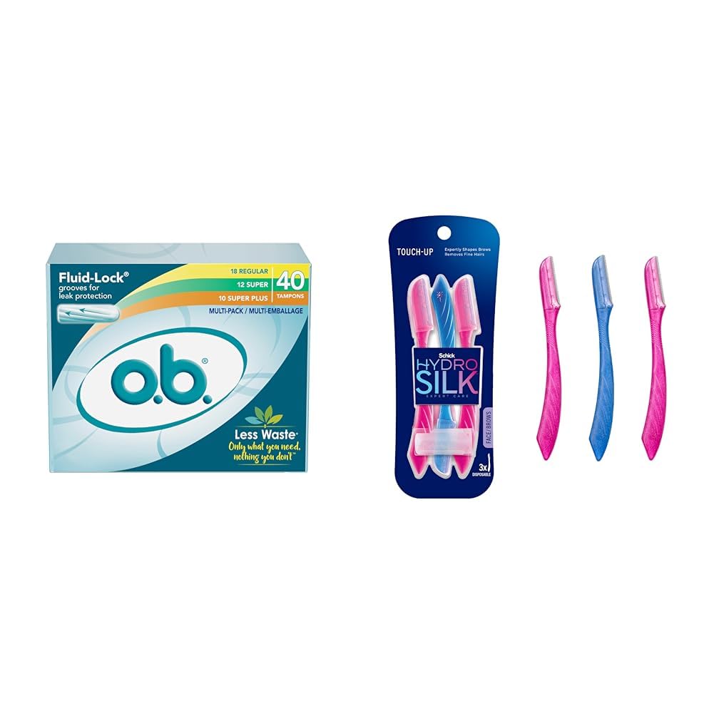 o.b. Tampons 40ct and Schick Hydro Silk Dermaplaning Tools | Tampons Multipack and Facial Razor Kit
