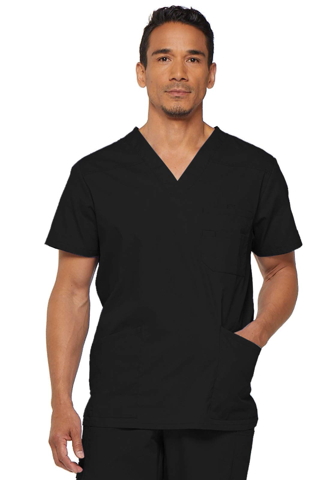 Dickies Mens V-Neck Scrub Top with 5 Pockets - Medical & Nursing Uniform Shirt, Side Vents - 81906