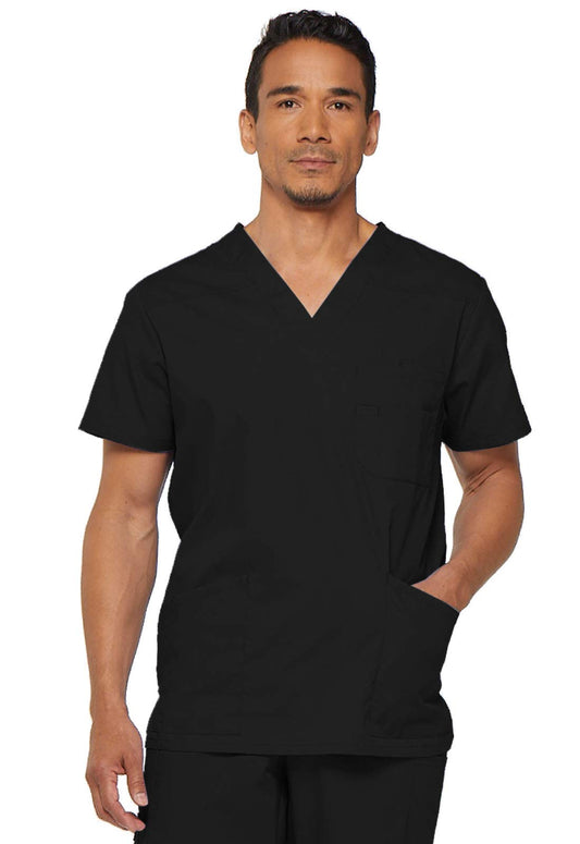 Dickies Mens V-Neck Scrub Top with 5 Pockets - Medical & Nursing Uniform Shirt, Side Vents - 81906