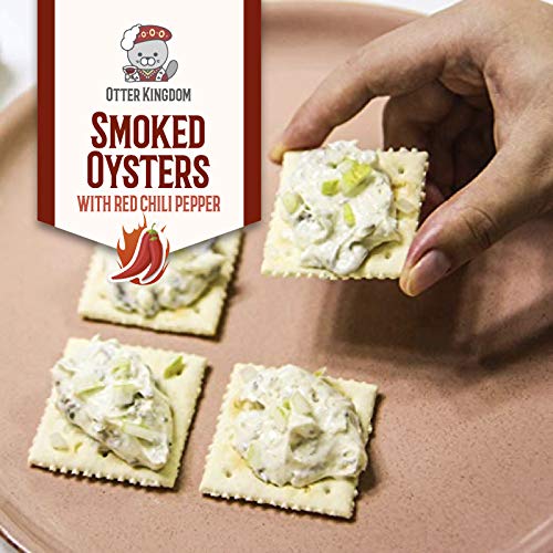 Otter Kingdom Premium Smoked Oysters with Red Chili Pepper in Pure Olive Oil, 3-Ounce (Pack of 12)