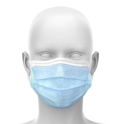 PPE201DMM001 Single Use Pullout Comfort Earloop Disposable Face Mask, Latex Free, Blue, Pack of 50