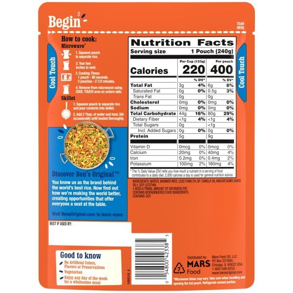 BEN'S ORIGINAL Ready Rice Basmati Rice, Easy Side Dish, 8.5 oz Pouch (Pack of 12)