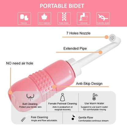 Upside Down Peri Bottle for Postpartum Care, Portable Bidet Bottle with Travel Bag, Handheld Perineal Sprayer,Reusable Douche Bottle for Women,Men,Baby,Personal Hygiene 450ml-2Pack (Pink)