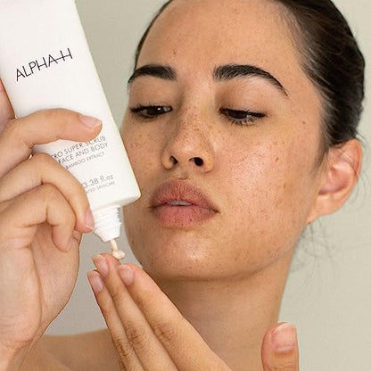 Alpha-H Super Micro Scrub – Dual-Action Face & Body Exfoliator for Oily, Combination Skin – Smooths Texture & Clears Congestion