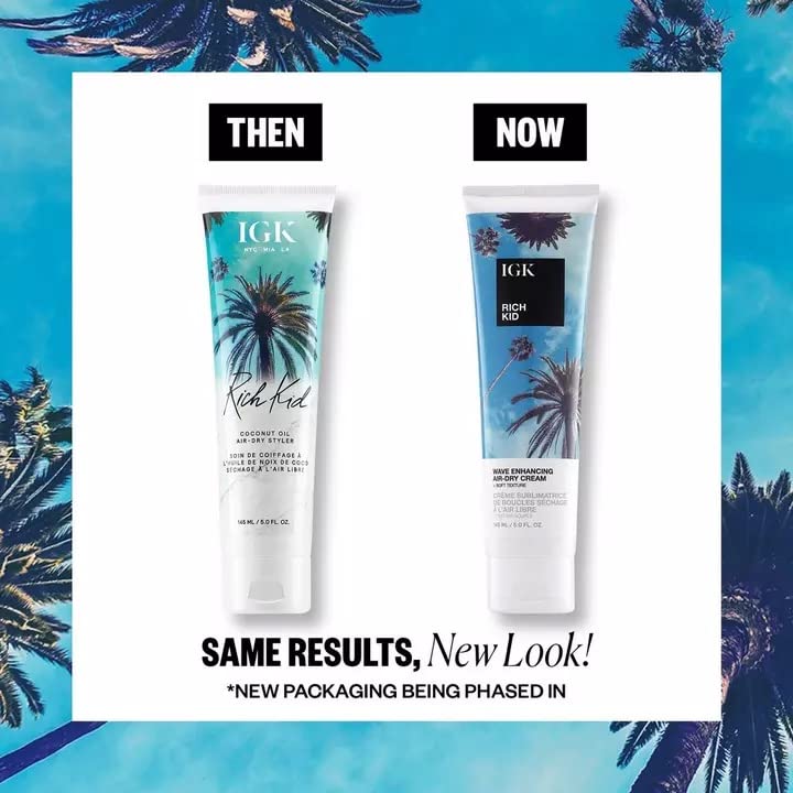 IGK RICH KID Wave Enhancing Air-Dry Cream | Hold + Texture + Shine | Vegan + Cruelty Free |