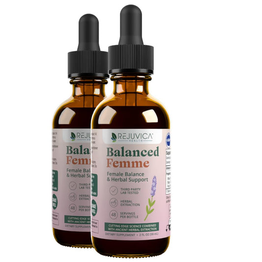 Rejuvica Health Balanced Femme - Menopause Support for Hot Flashes & Female Balance - Liquid Delivery for Better Absorption - Black Cohosh, Dong Quai, Vitex, Maca Root & More!