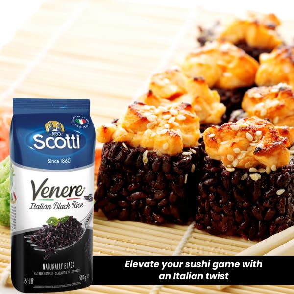 Black Grain Rice, 1.1 lbs (500g), Product of Italy, Riso Scotti, Venere, Premium Quality Whole Grain Rice, Wheat Free, Ancient Whole Wild Grain, (500 g (1.1 lbs),