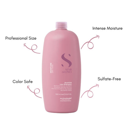 Alfaparf Milano Semi Di Lino Moisture Nutritive Sulfate Free Shampoo for Dry Hair - Paraben and Paraffin Free - Safe on Color Treated Hair - Professional Salon Quality