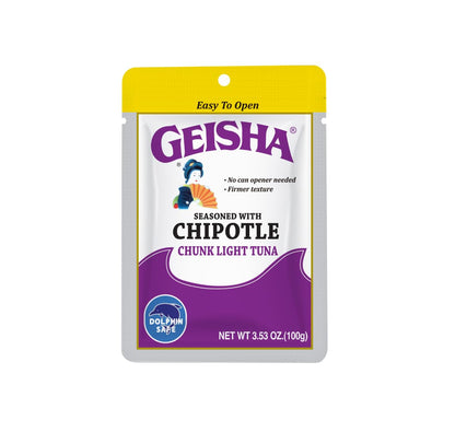 GEISHA Chunk Light Tuna Seasoned with Chipotle Sauce 3.53oz (Pack of 12), Tuna| HALAL & Kosher Certified – Gluten Free – Wild Caught – Dolphin Safe Catch – Good Source of Protein