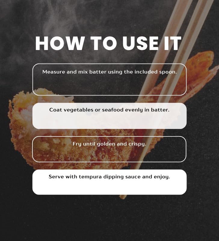 Kikkoman Tempura Dipping Sauce 10 oz + 2x Tempura Batter Mix 10 oz Bundle with Measuring Spoon – Easy Prep for Crispy Tempuras & Savory Dipping – Gift Set (4 Items)