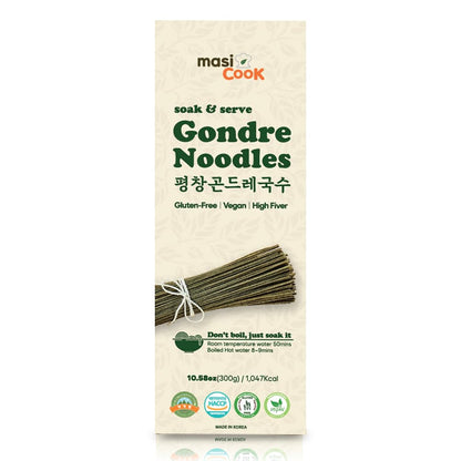 masi Cook Pyeongchang Gondre Noodles Non fried Guksu, Noodle Korean Food 곤드레국수 300g (10.58oz), 1,047Kcal