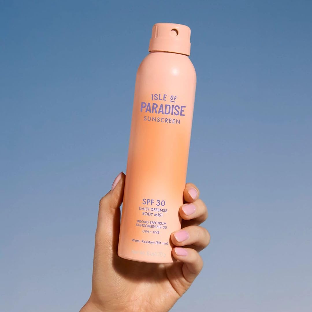 Isle of Paradise Daily Defense Body Mist SPF, Invisible Hydrating Sunscreen Spray For Body, Broad Spectrum UVA/UVB Protection, Water-Resistant, Fast-Absorbing Formula, 6 fl. oz/177 ml Bottle