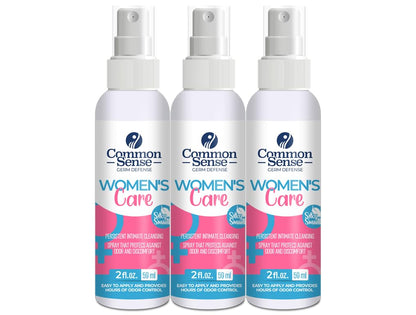 Women’s Care Intimate Cleansing Spray by Smart Common Sense, Feminine Hygiene, Long-Lasting Odor Control, 3 Pack (2 fl. oz)