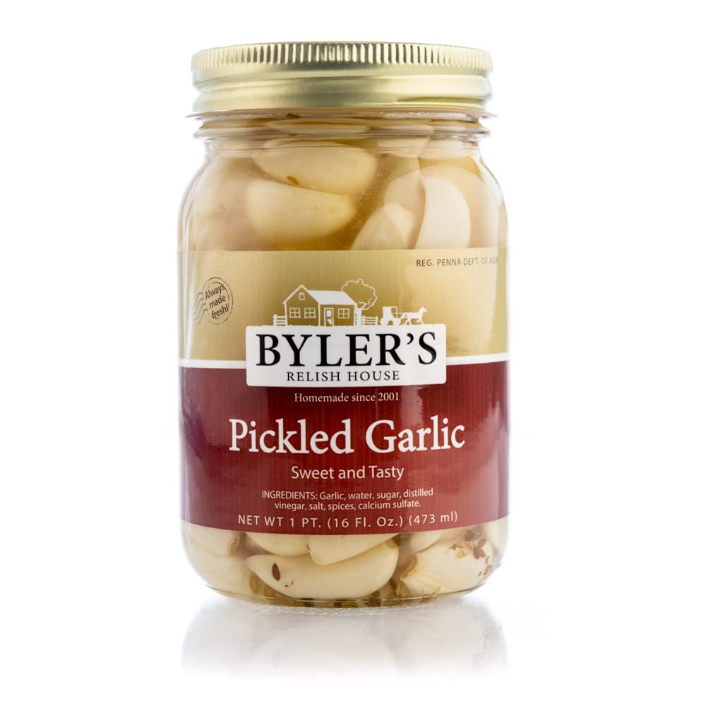 Byler's Relish House Pickled Garlic, 16 fl oz. (1 Pint) Glass Jar