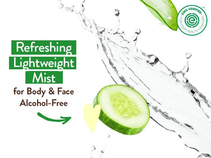 Babo Botanicals After Sun Soothing Mist - Aloe Vera & Cucumber - For Face, Body & Sensitive Skin - Non-Aerosol - No-touch application - EWG Verified - Alcohol-Free - Scented with cucumber extract