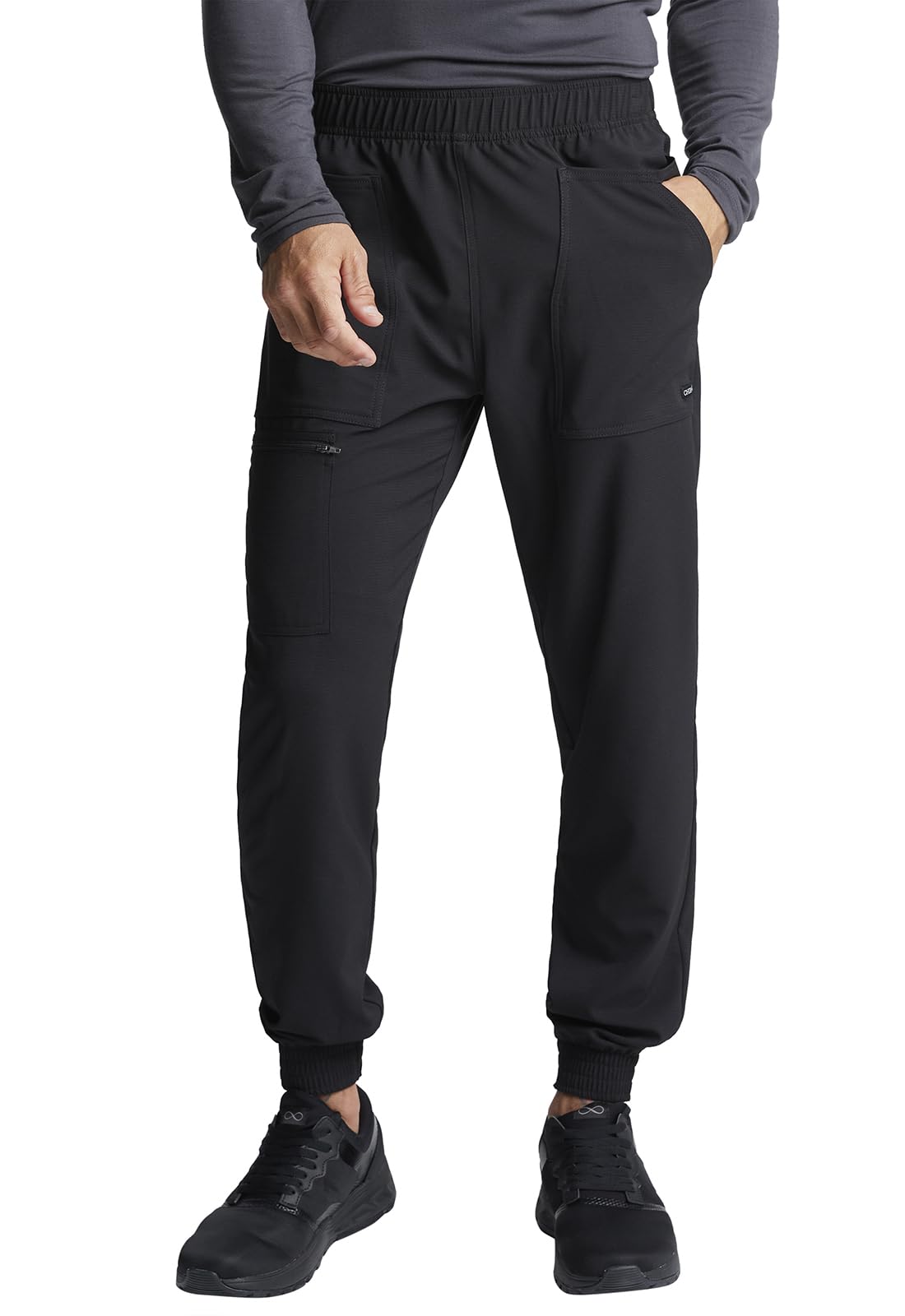 Cherokee Men Scrubs Pant Mid Rise Pull-on Jogger Plus Size CK236, 2XL, Black