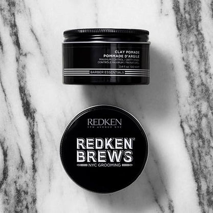 Redken Brews Clay Pomade For Men - Volumizes Fine And Medium Hair With Long-Lasting High Hold and Matte Finish