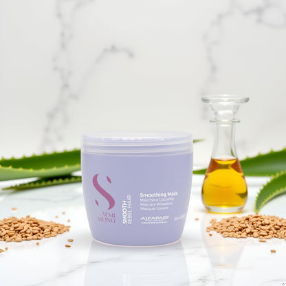 Alfaparf Milano Semi Di Lino Smooth Mask for Frizzy and Rebel Hair - Intensive Detangling Hair Treatment - Controls Frizz - Straightens and Hydrates Unruly Hair