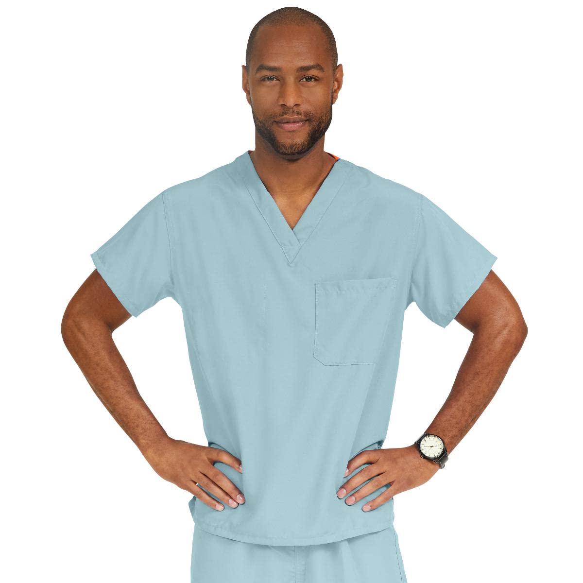 Medline PerforMAX One-Pocket Reversible Scrub Top, ANG-CC, X-Large, Misty Green