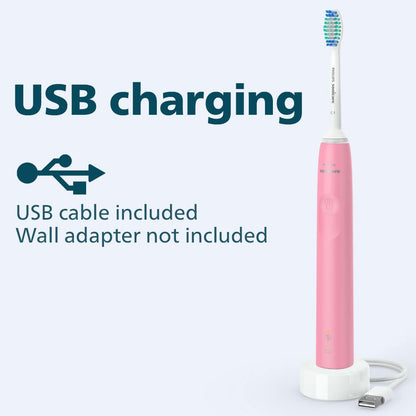 Philips Sonicare 3100 Power Toothbrush, Rechargeable Electric Toothbrush with Pressure Sensor, Deep Pink HX3681/06