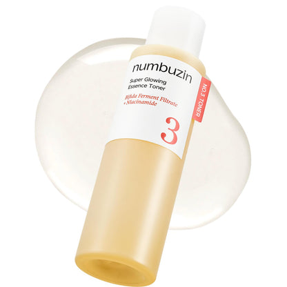 numbuzin No.3 Super Glowing Essence Toner, Fermented Toner for Skin Glow & Texture, Bifida, Niacinamide, Hydrating, Radiance-Boosting Essence, Zero Pore Care, 6.76 fl oz (200ml)