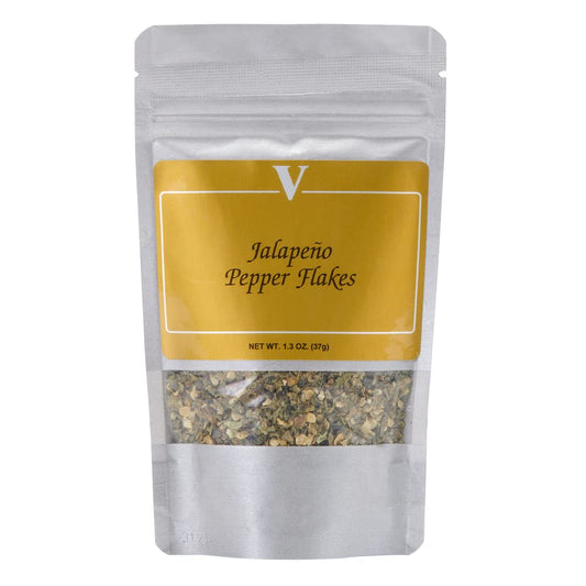 Jalapeno Pepper Flakes (1.3 oz Pouch) made from quality jalapenos. Add them to chili, pizza, pasta, marinades or any spicy recipe.