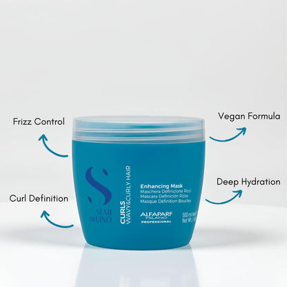 Alfaparf Milano Semi Di Lino Curls Enhancing Mask for Wavy and Curly Hair - Hydrates and Nourishes - Reduces Frizz - Protects Against Humidity - Vegan-Friendly Formula
