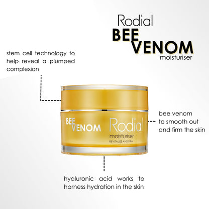 Rodial Bee Venom Facial Moisturiser 1.7 fl oz - Advanced Firming & Plumping Face Cream with Juvinity for Elasticity, Radiance & Long-Lasting Hydration