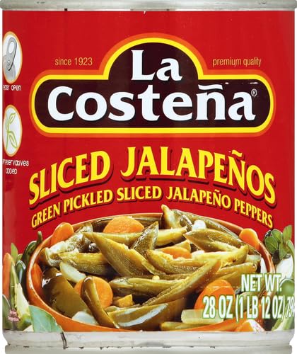 La Costeña Sliced Jalapeno Peppers - Pickled Jalapenos - Jalapeno Pepper - Hot Peppers for Mexican Food, Guacamole, Spicy Nacho & Taco Toppings, Enchiladas & Salsa - 28oz, 1 Pack Canned Jalapenos