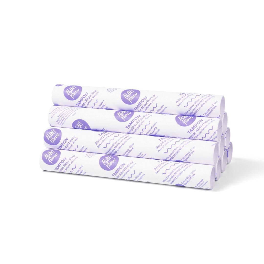 Aunt Flow Universal Tampons for Vending Dispensers (Case of 500), Regular Absorbency, Plastic-Free, Unscented