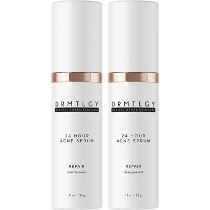 DRMTLGY Acne Spot Treatment and Cystic Acne Treatment. Acne Serum with Micronized Benzoyl Peroxide 5% and Glycolic Acid. 1.1 oz, 2 pack