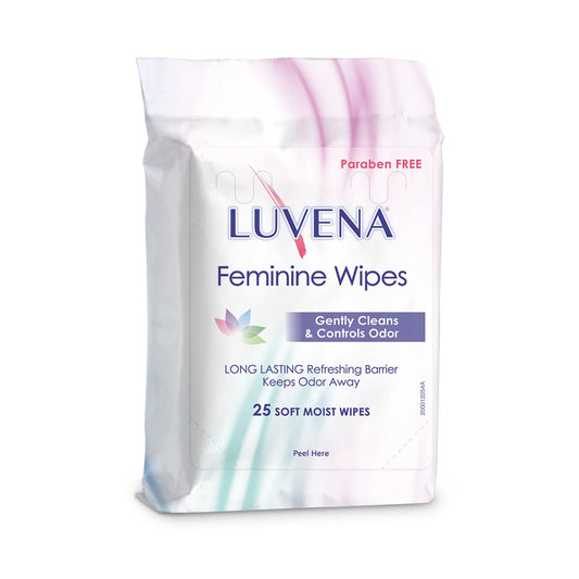 Luvena Feminine Wipes for Women — pH Balanced, Dermatologist Tested, Gentle Intimate Cleansing Cloths, Cucumber Scented, Travel Size (25 Count, 1 Pack)