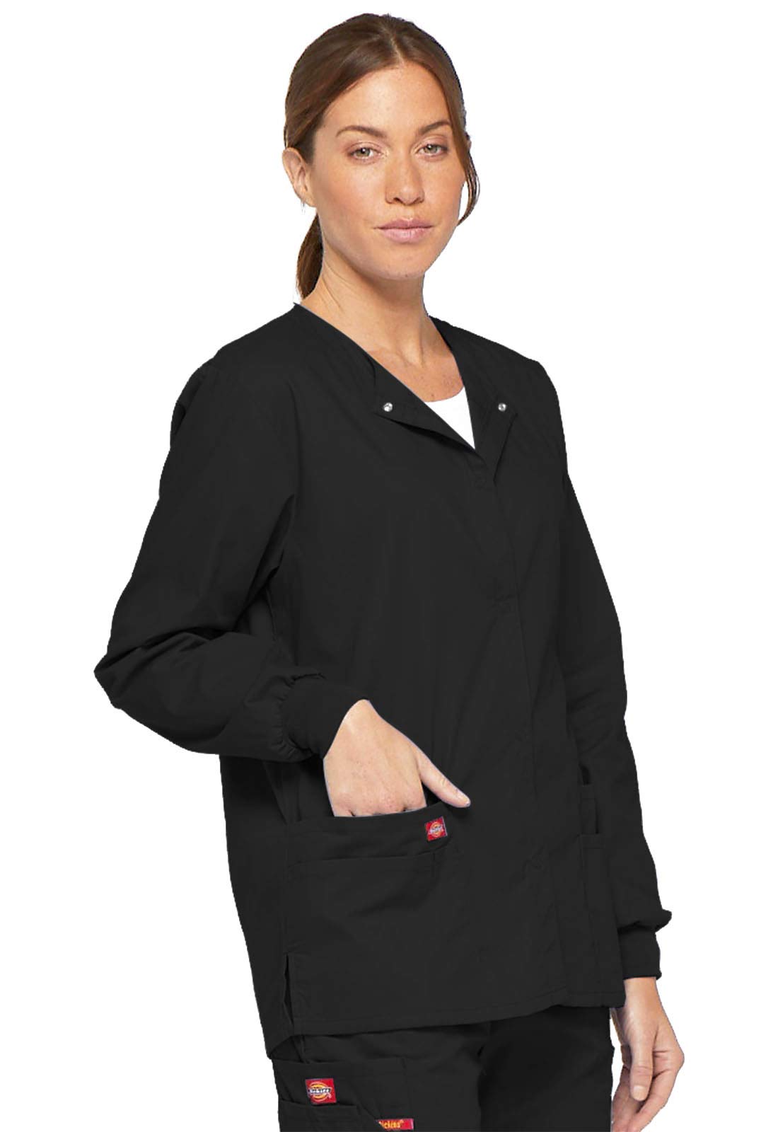 Dickies EDS Signature Scrubs for Women, Snap Front Scrub Jacket in Soft Brushed Poplin 86306