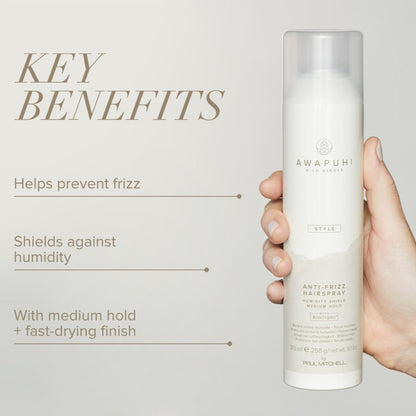 Awapuhi Wild Ginger by Paul Mitchell Anti-Frizz Hairspray, Humidity Shield, Medium Hold, For All Hair Types , 9.1 oz.