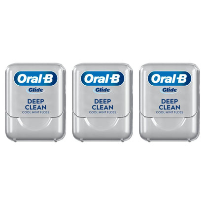 Oral-B Glide Dental Floss, Shred Resistant, Gentle on Gums, Natural Wax, Slides Smoothly, Deep Clean Cool Mint Flavor, 40 M, 3 Count