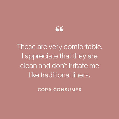 Cora 100% Organic Cotton Topsheet Period Liners (36 Long Period Liners)