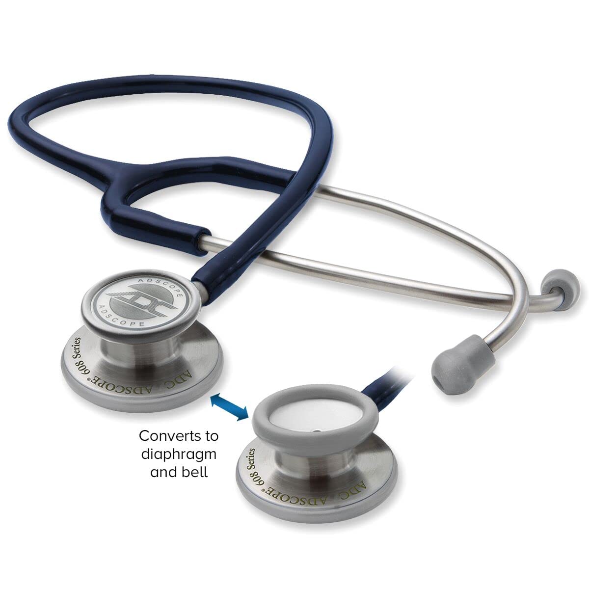 ADC Adscope 608 Convertible Clinician Stethoscope with Tunable AFD Technology, Adult Diaphragm and Adult Bell or Pediatric Diaphragm, 31 inch Length, Navy