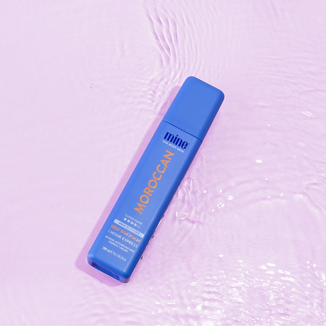 Minetan Moroccan Self Tan Foam | Tanning Treatments Collection | Super Dark Brown Skin Finish | 1 Hour Express Mousse | Ultra Deep Glow, Face & Body Fake Tanner, Argan Oil Infused | 6.7 Fl Oz