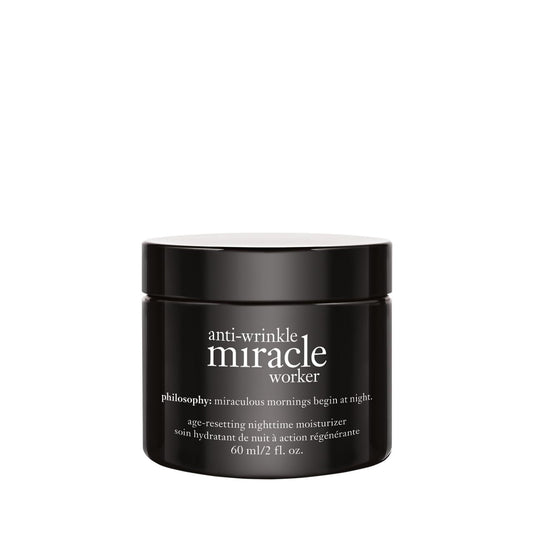 philosophy anti-wrinkle miracle worker line-correcting overnight cream face moisturizer - with vitamin C & hyaluronic acid - counteracts stress-induced damage for smoother skin - 2 fl oz