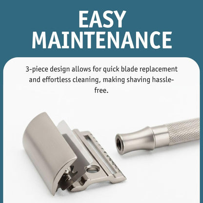 MERKUR 23 INOX Stainless Steel Double Edge Safety Razor, Satin Finish, Long Knurled Handle, Three Piece, Closed Comb