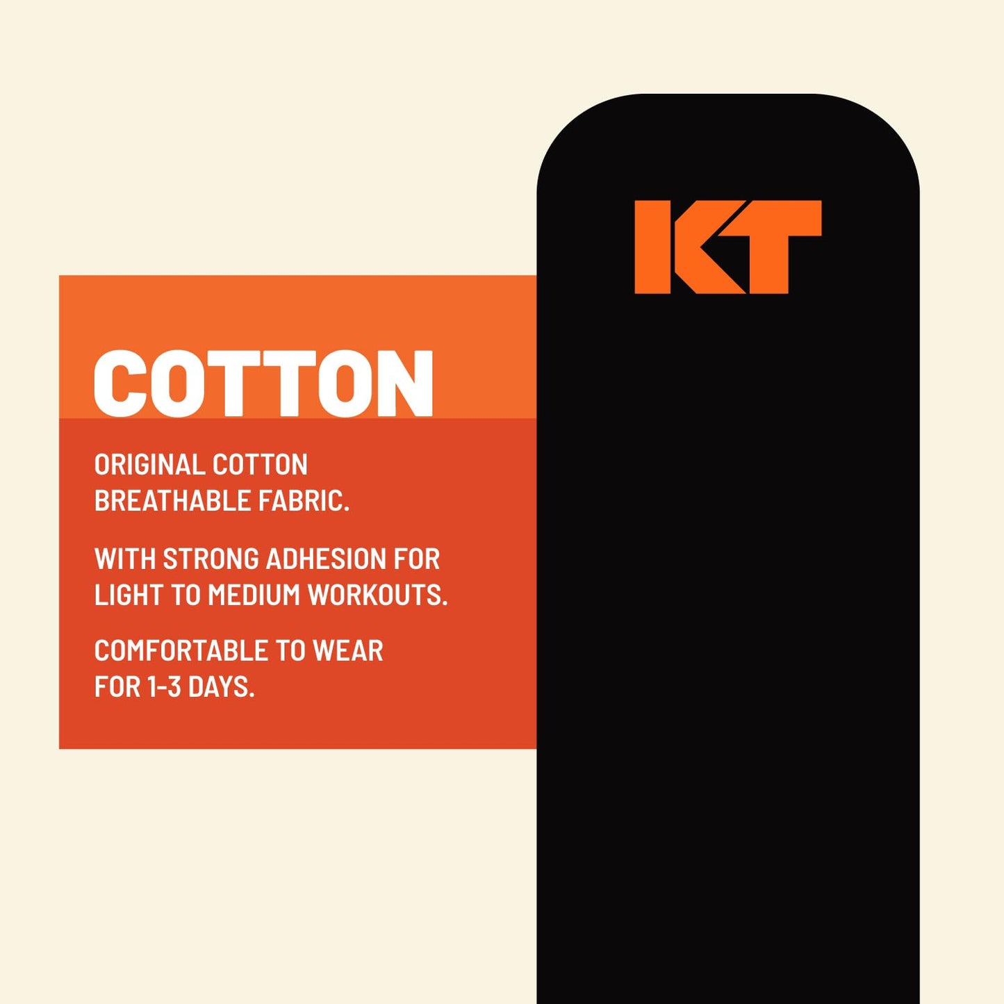 KT Tape, Original Cotton, Elastic Kinesiology Athletic Tape, 20 Count, 10” Precut Strips