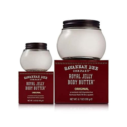 Savannah Bee Company Ultra-Rich Royal Jelly Body Butter Original Formula Set: Deeply Moisturizes, Nourish & Revitalize Skin with Sweet Fragrance of Blackberries & Velvety Vanilla (6.7 Oz & 1.65 Oz)