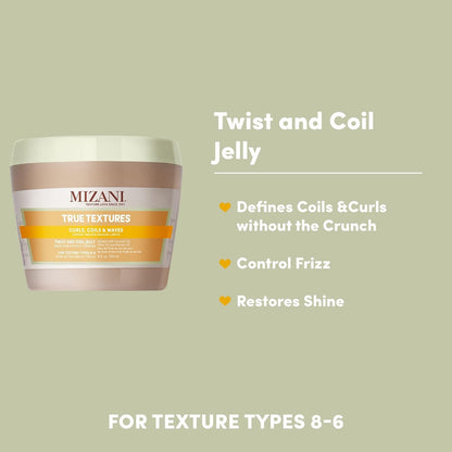Mizani True Textures Twist and Coil Paraben & Silicone-Free Jelly - Provides Touchable Texture With Coconut Oil, For Curly Hair