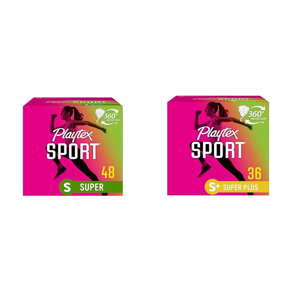 Playtex Sport Tampons, Super Absorbency, Fragrance-Free - 48ct & Sport Tampons, Super Plus Absorbency, Fragrance-Free - 36ct