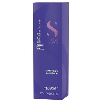 ALFAPARF MILANO Semi di Lino Color Depositing Purple Conditioner - Removes Yellow & Brassy Tones for Blonde, Platinum, Highlighted, Gray, & Silver Hair - Brightens, Moisturizes, Adds Shine