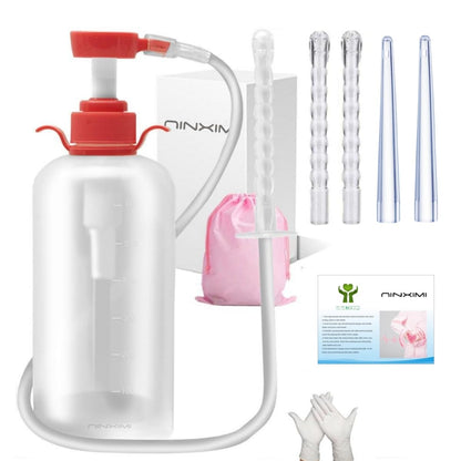 Vaginal Douche Enema Cleaner 600ml Reusable Manual Pressure Anal Vaginal Cleaning System Portable Kit